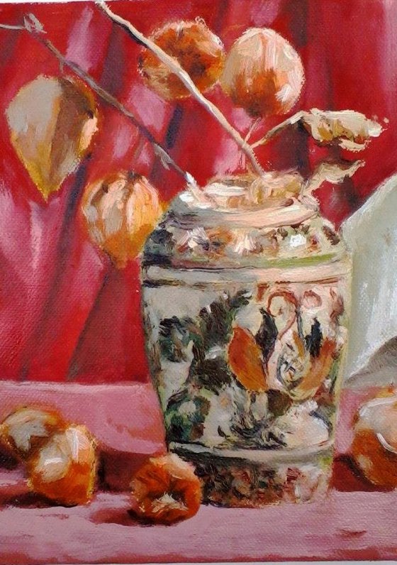 composition with painted vase