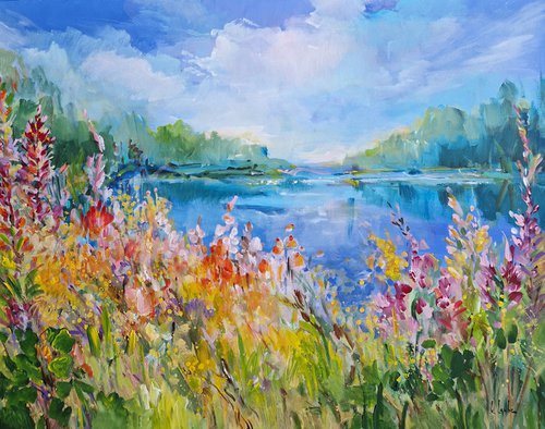 Flowery lake by Irina Laube