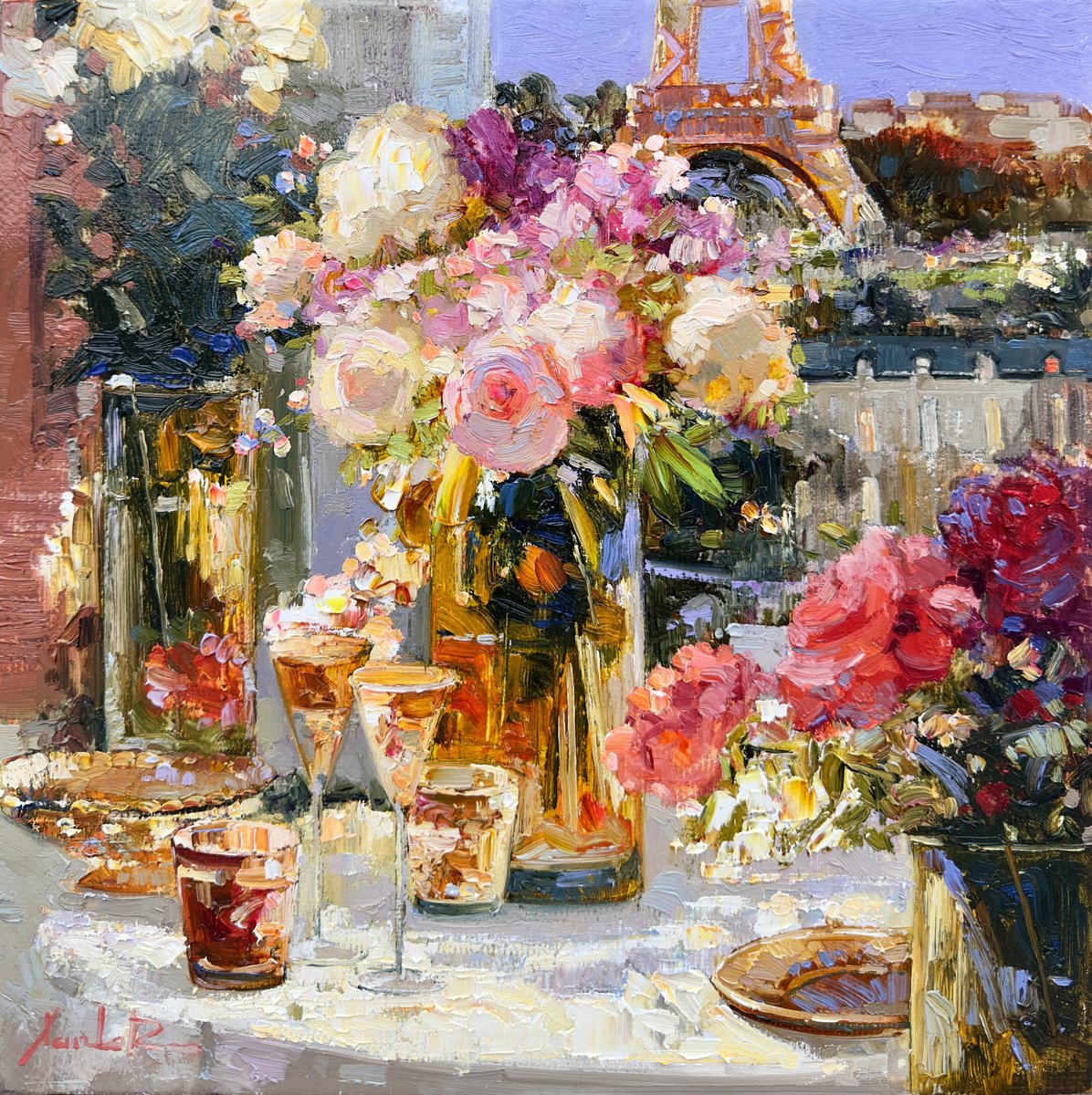 Parisian Evenings: Romance By Khanlar Asadullayev, 14 X 14, Artwork For Sale On Artfinder