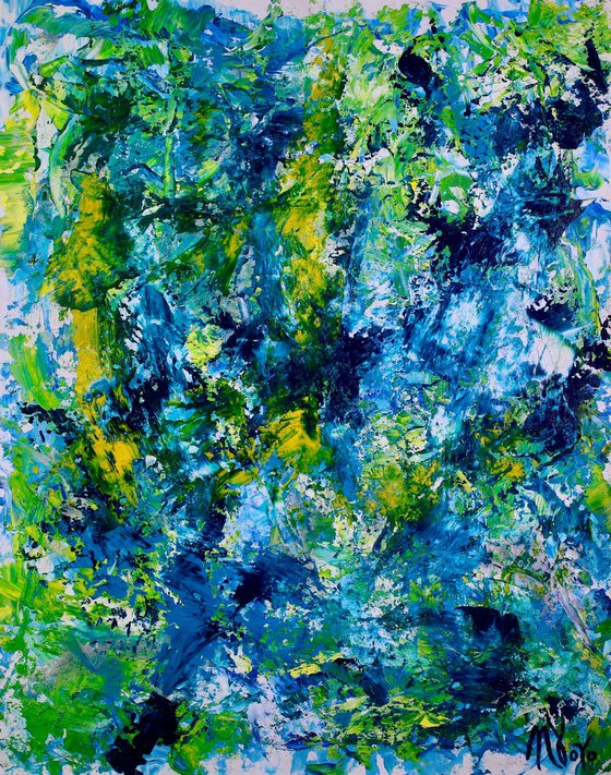 Gestural Blue Flow 2 - 76 x 97 cm