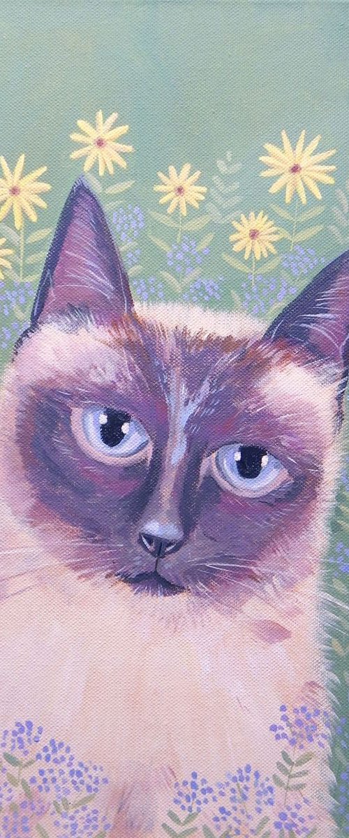 Siamese in the garden by Mary Stubberfield