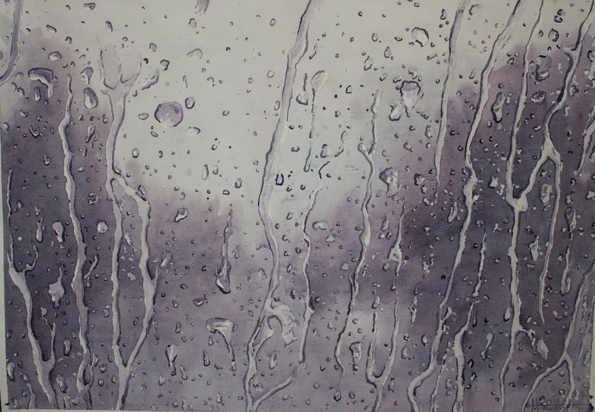 Photorealistic Landscape Watercolour By Eugene Gorbachenko, 24 X 17, Outside The Window, Original Artwork
