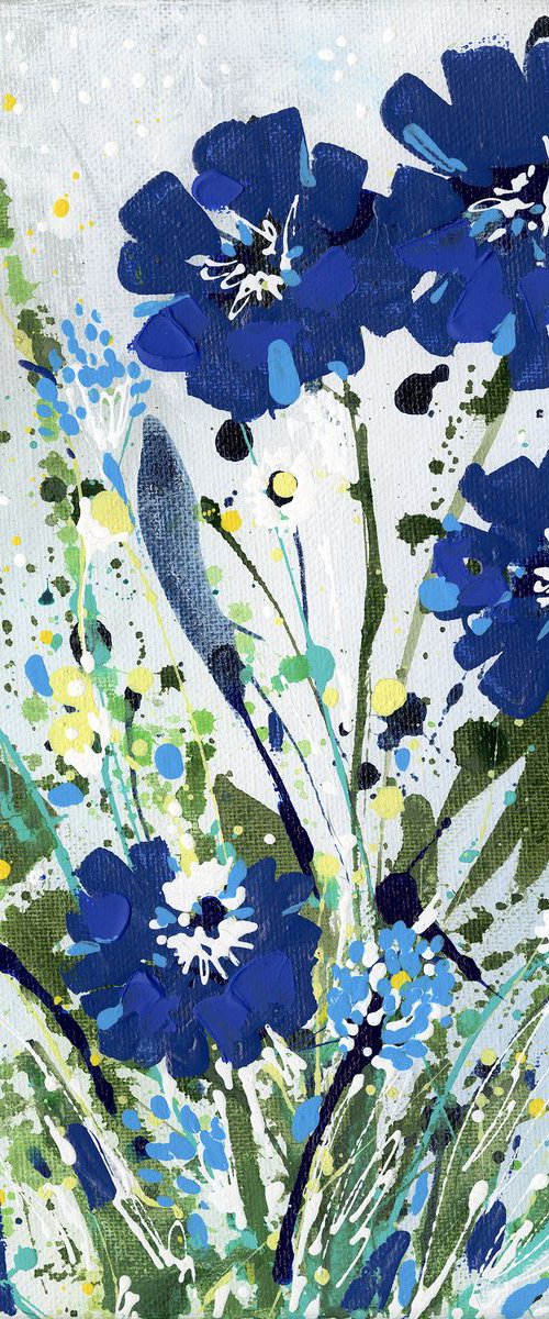 Blue Wishes -  Abstract Flower Painting  by Kathy Morton Stanion by Kathy Morton Stanion
