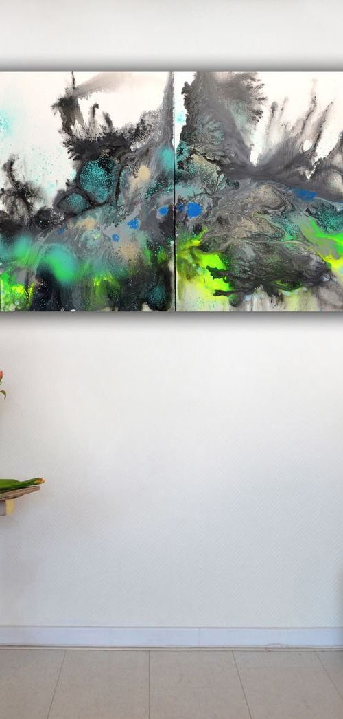 HUGE Painting XXXL - FREE SHIPPING - Astral Love 2 - 200x70x2 cm - Large Abstract, Supersized Painting - Ready to Hang, Hotel Wall Decor by Soos Tiberiu