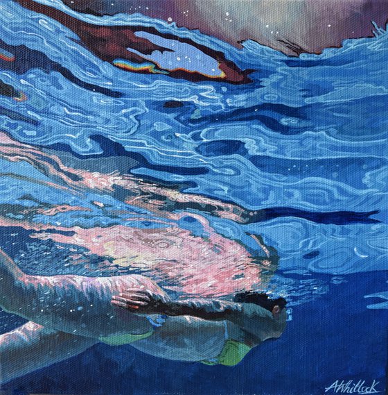 Underneath XIX - Miniature swimming painting