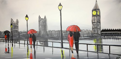 red London Umbrellas by Aisha Haider