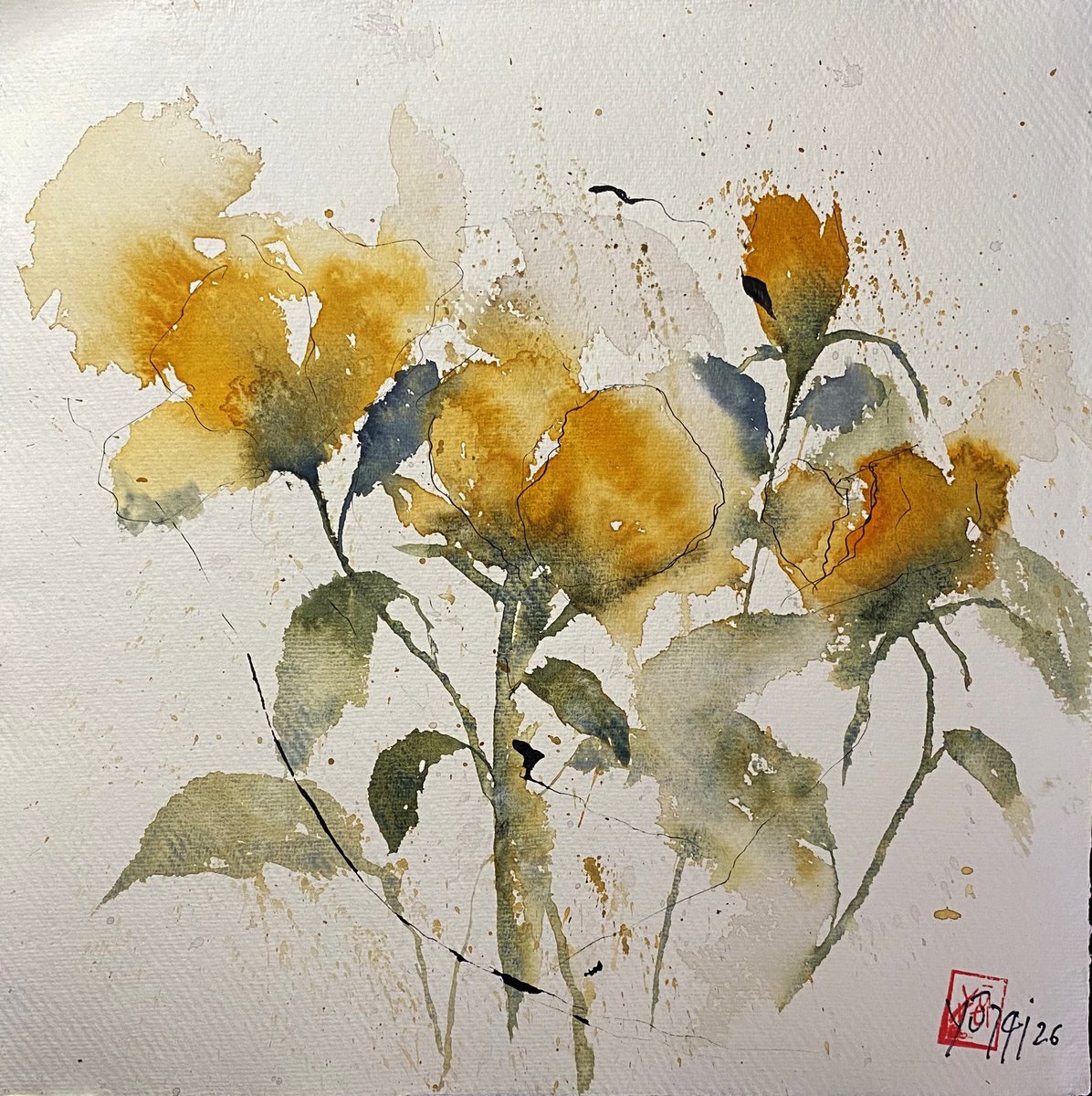Abstract Watercolour , Di Sole By YS?rei, 12 X 12, Artwork For Sale On Artfinder