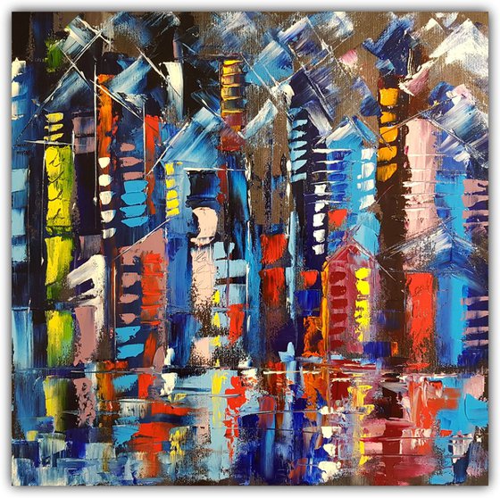 Colorful abstract city 40*40cm