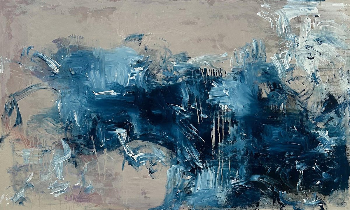 Abstract Acrylic Painting By Omar Obaid, 67 X 39", Change Of Direction 2, Original Artwork