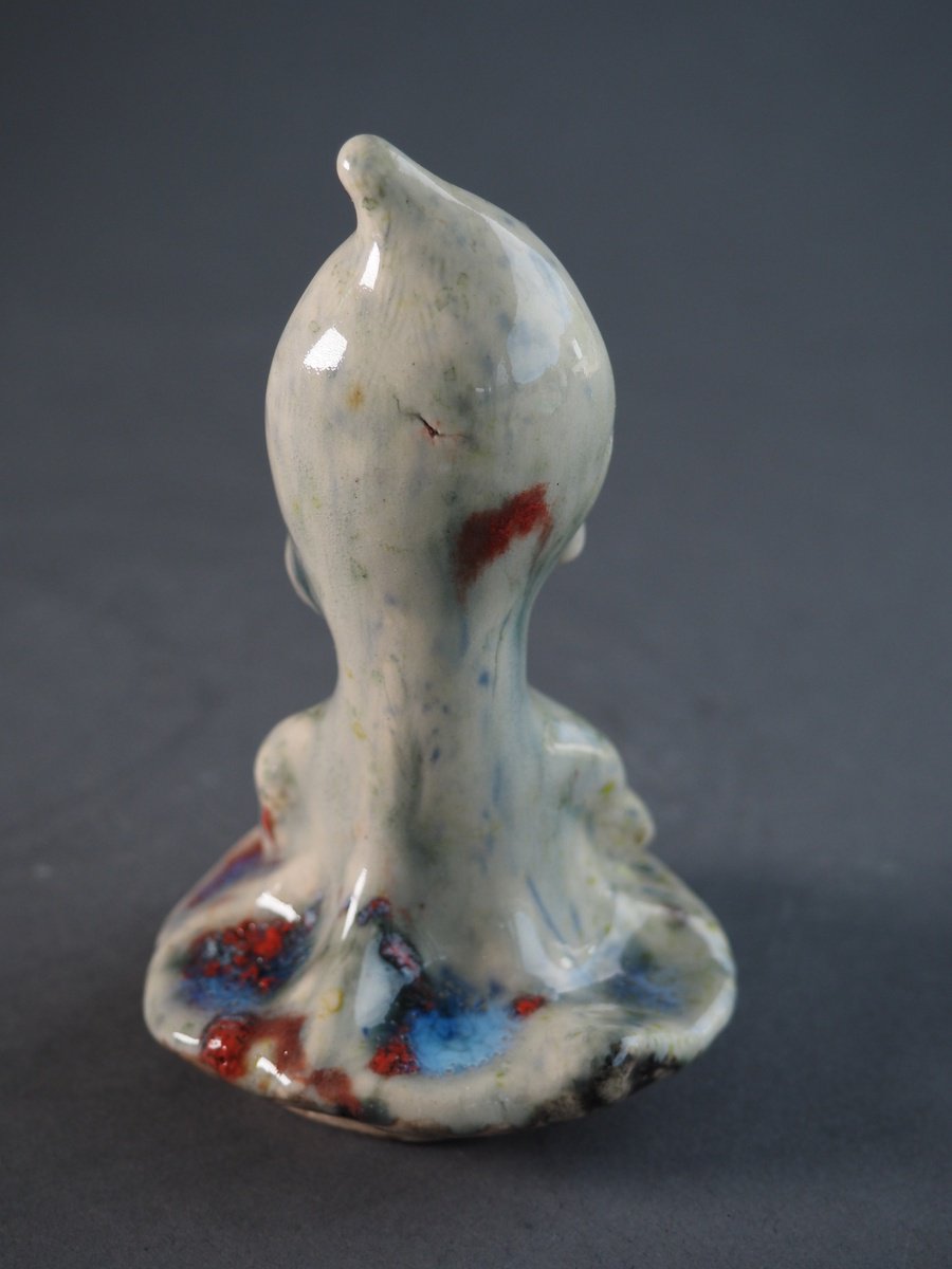 Expressive Abstract Clay Sculpture By Linda Cares, 3 X 4", Amulet, Original Artwork