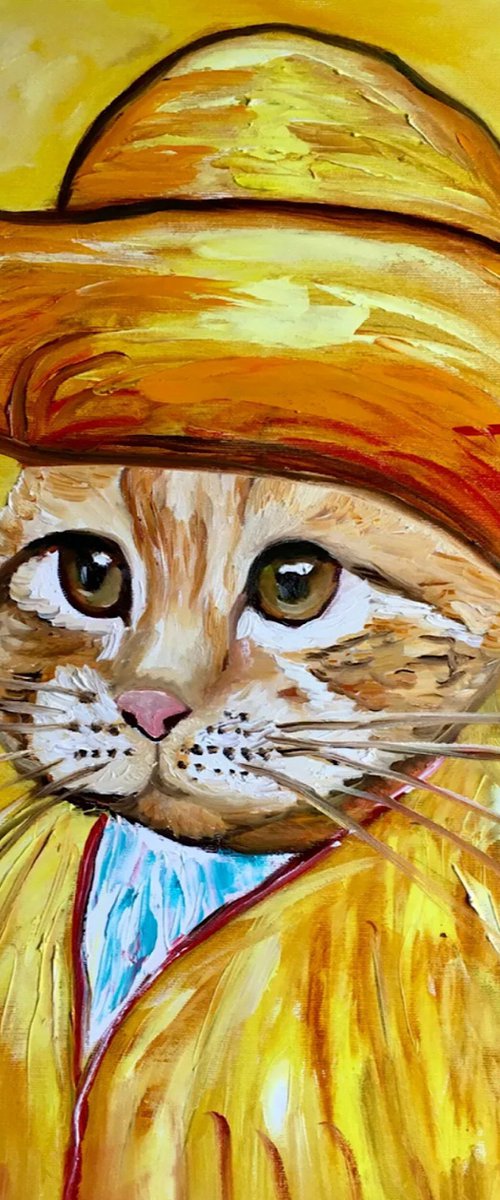 Cat in a straw hat by Olga Koval