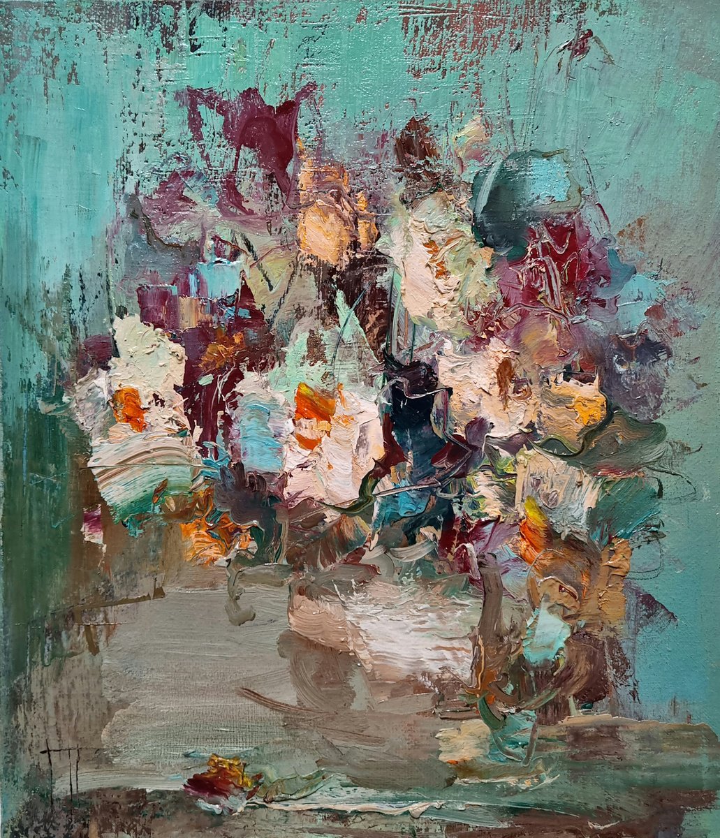 Impressionistic Botanical Oil Painting By Hennadii Penskyi, 12 X 14, Serata Fresca, Original Artwork