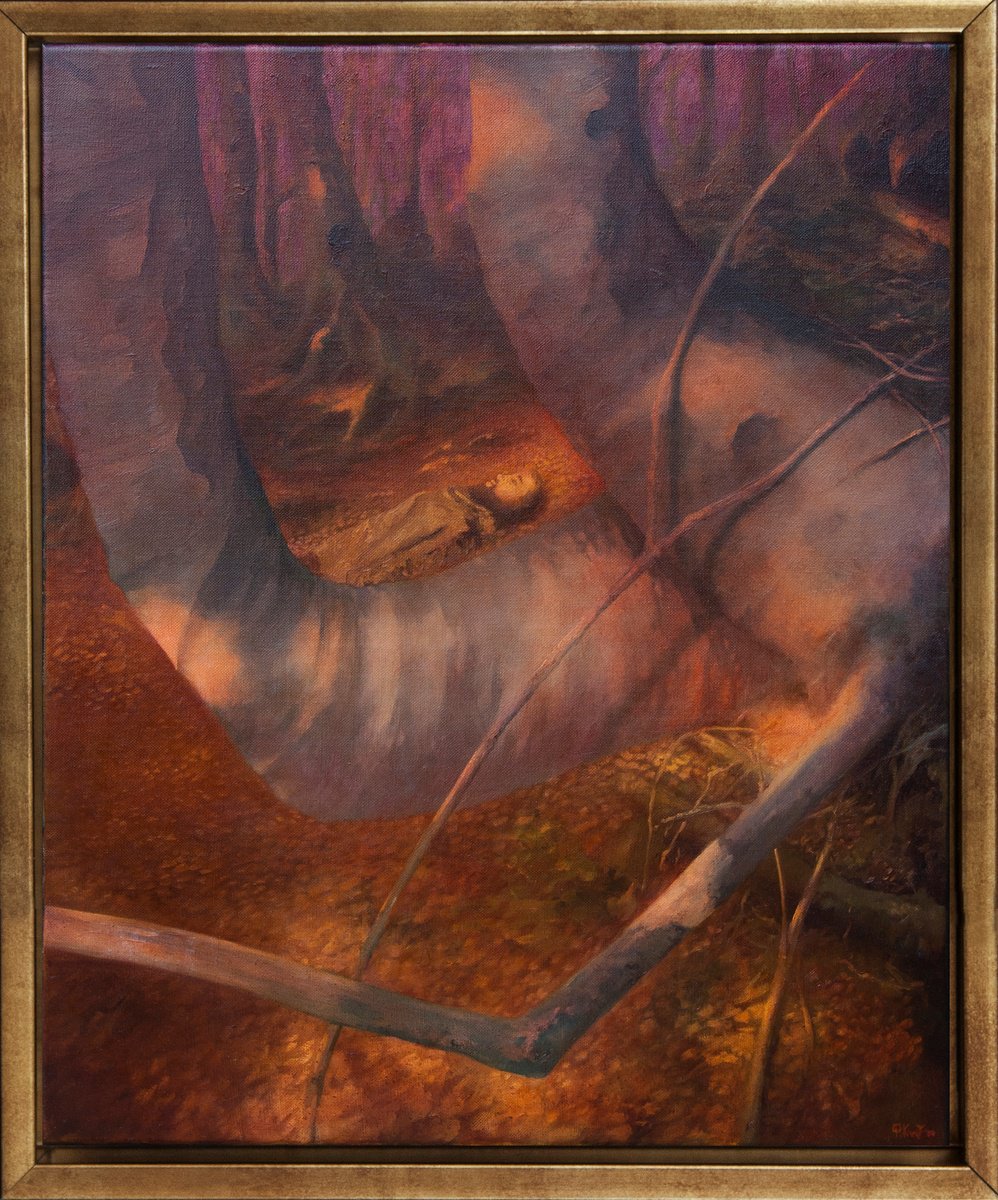 Impressionistic Landscape Oil Painting By Przemek Kret, 24 X 28", Nature In Contemplation, Original Artwork