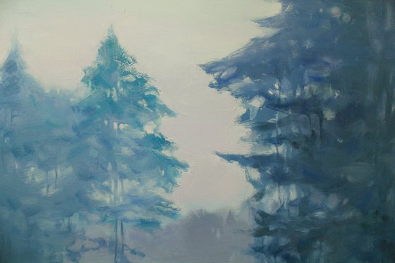 Blue fog on the lake