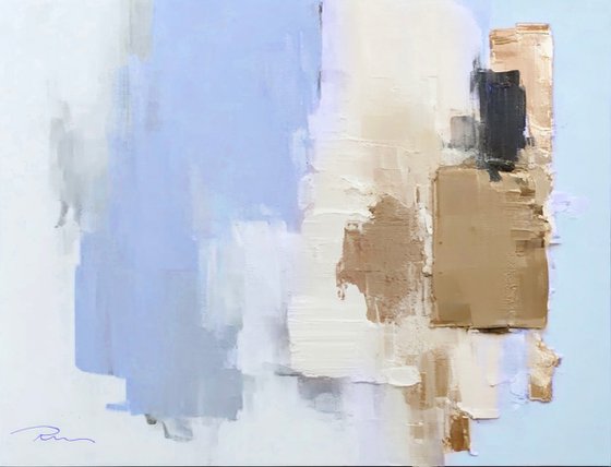 Pastel Blue Spring Morning in in a Gold Glow