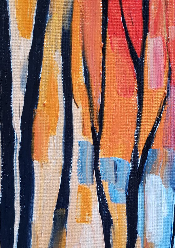 "Saplings at Sunset" - Abstract - Landscape