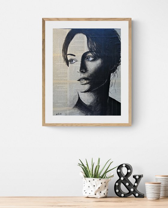 Paper portrait - mixed media wall art