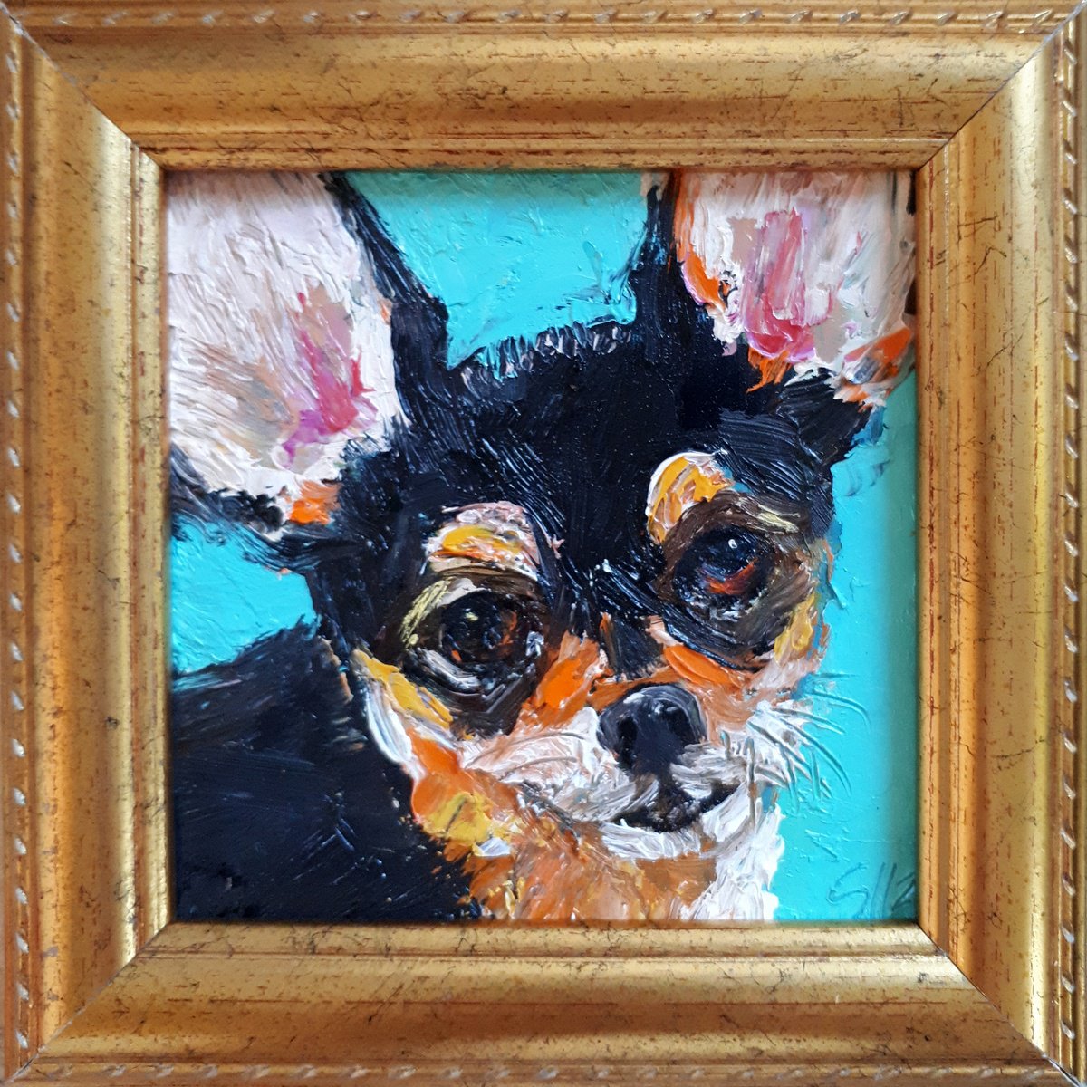 Impressionistic Animal Oil Painting By Salana Art / Svetlana Samovarova, 5 X 5", Dog 05.24, Original Artwork