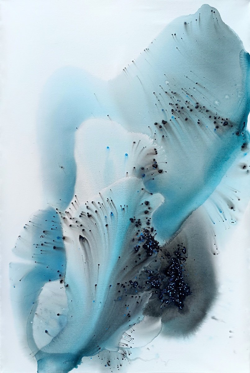 Abstract Botanical Acrylic Painting By Muriel Napoli, 31 X 47", Nature 374, Original Artwork