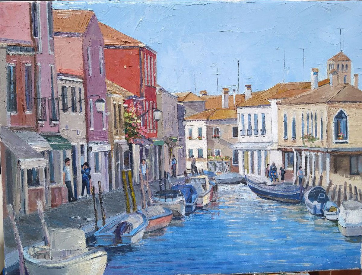 Impressionistic Landscape Oil Painting By Ilona Sedneva, 16 X 12, A Sunny Day In Venice, Original Artwork