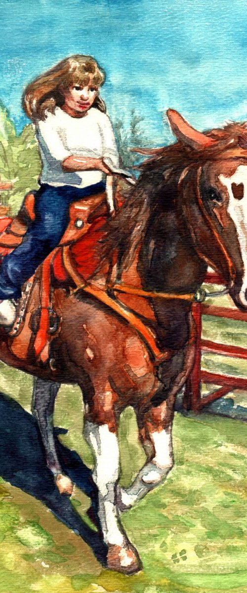 A girl on the horse by QI Debrah