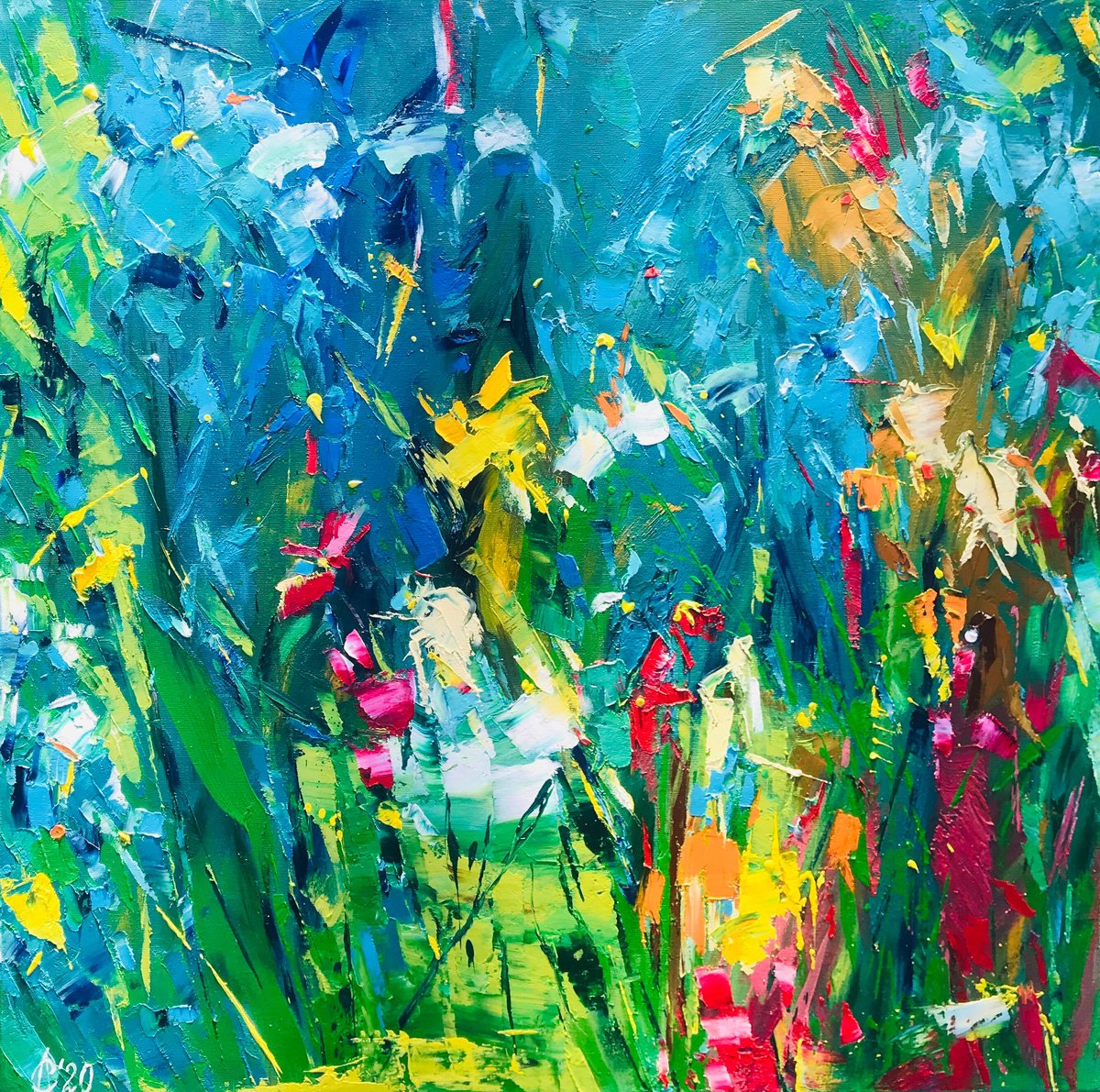 Abstract Botanical Oil Painting By Svitlana Andriichenko, 28 X 28", Biotransformation, Original Artwork