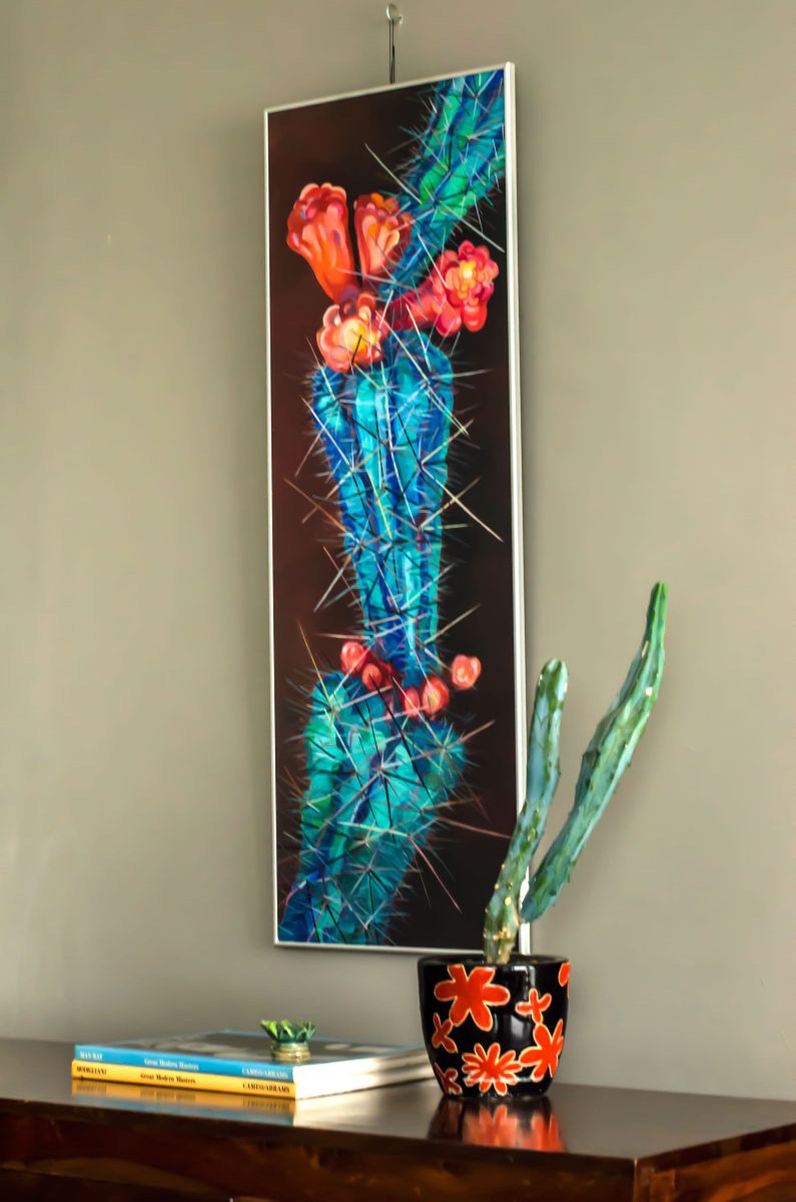 Red Blue Flower Barrel Cactus Desert Bloom Cacti Artfinder