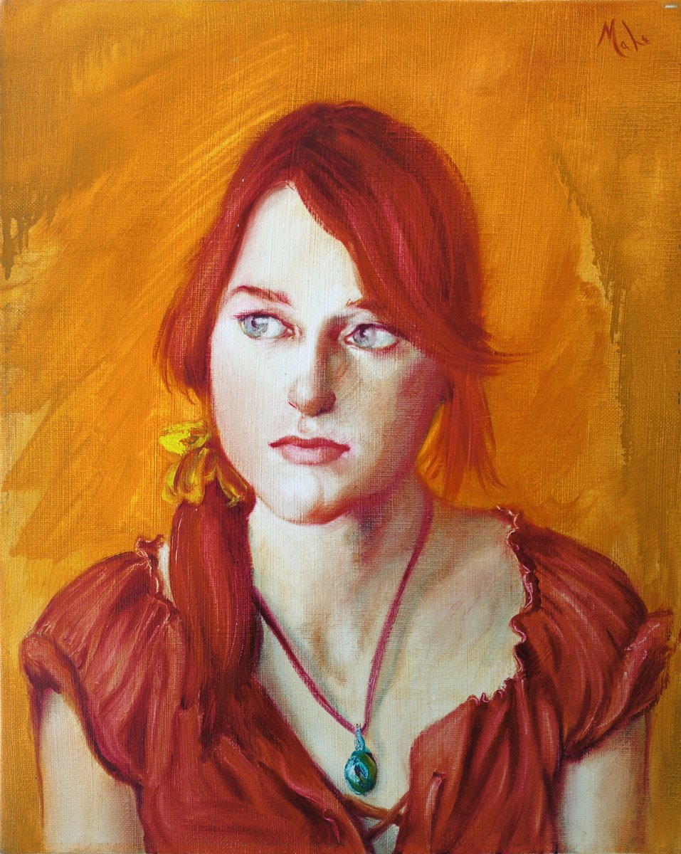 Expressive Portrait Oil Painting By Isabel Mahe, 16 X 19, Silver Eyes, Original Artwork