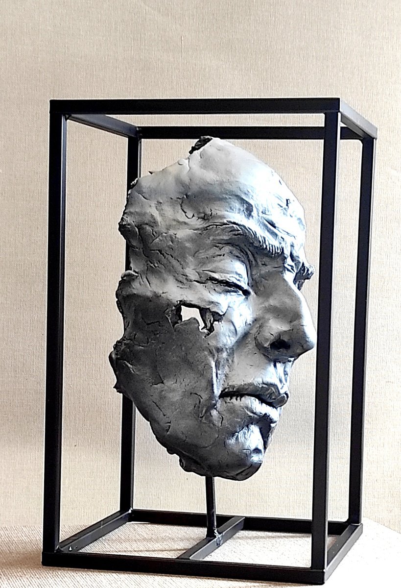 Surrealistic Portrait Sculpture By Elena Kraft, 7 X 11, The Only Limitation, Original Artwork