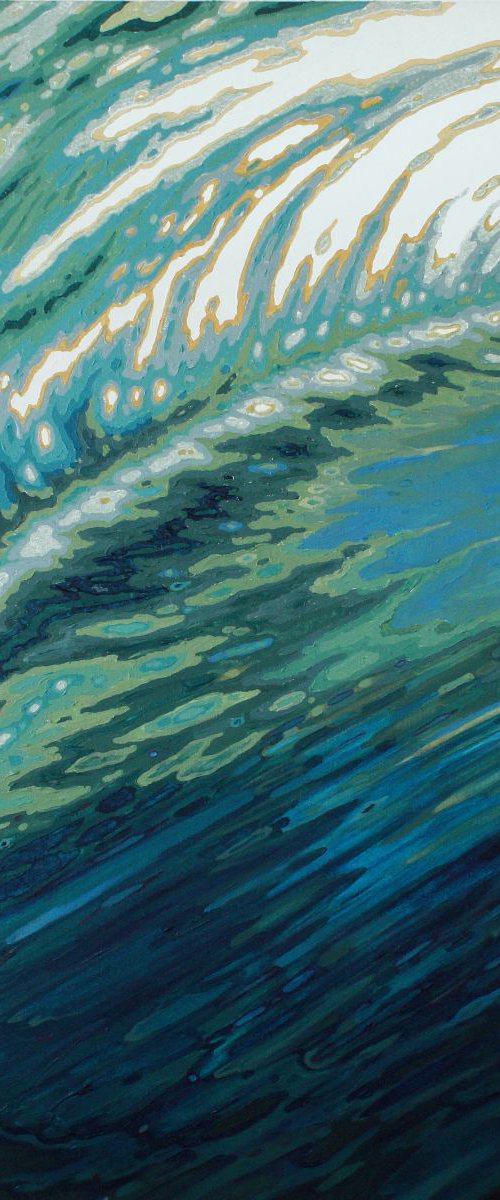 Moroccan Tide- Peacock toned Ocean Wave Reflections 36 x 36 Gallery Wrapped by Margaret Juul