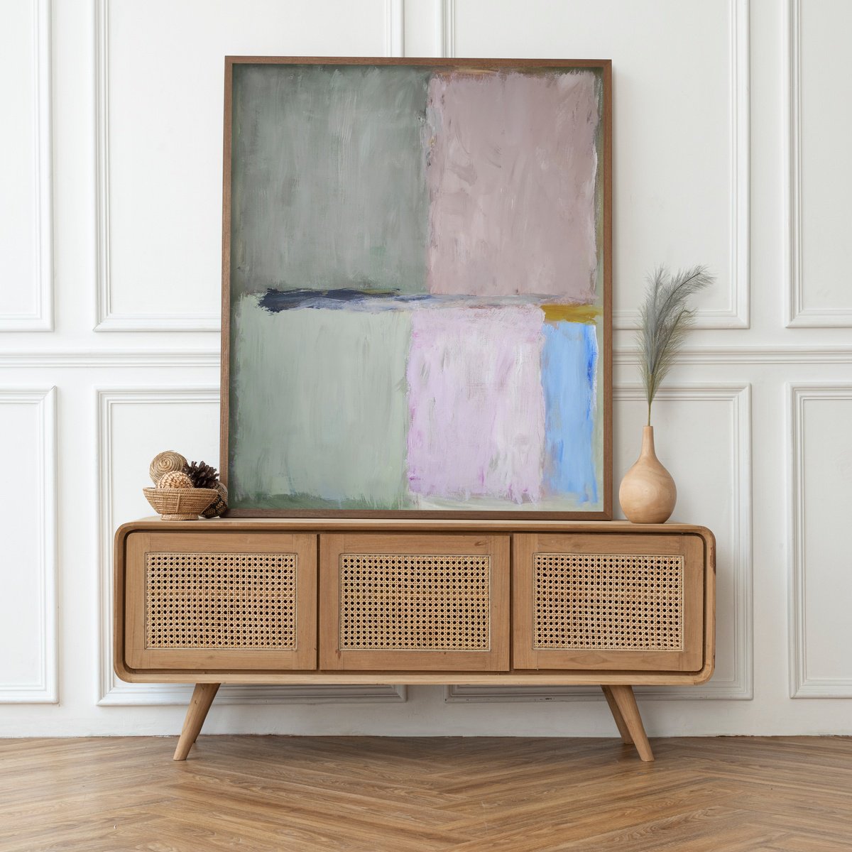 Organic Abstract Acrylic Painting By Gabriel Prundeanu, 46 X 55, Large Abstract Painting Pastel, Original Artwork