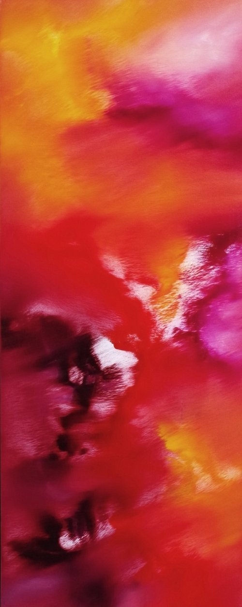 Le vie della seta, 40x100 cm, Deep edge, LARGE XL, Original abstract painting, oil on canvas by Davide De Palma