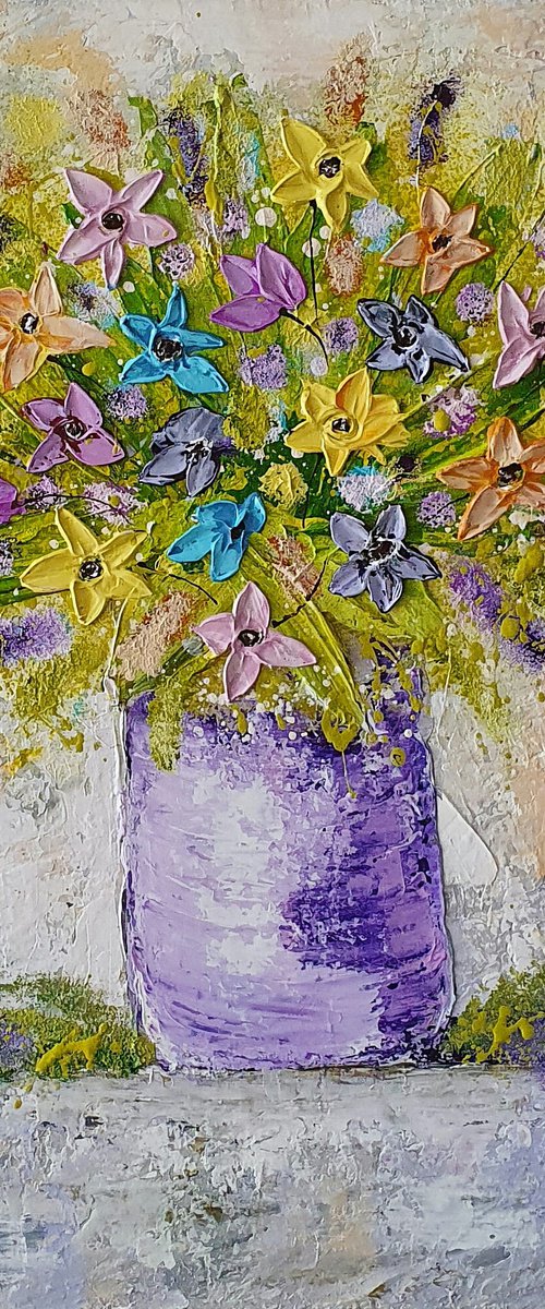 VASE WITH DELICATE FLOWERS by Cinzia Mancini