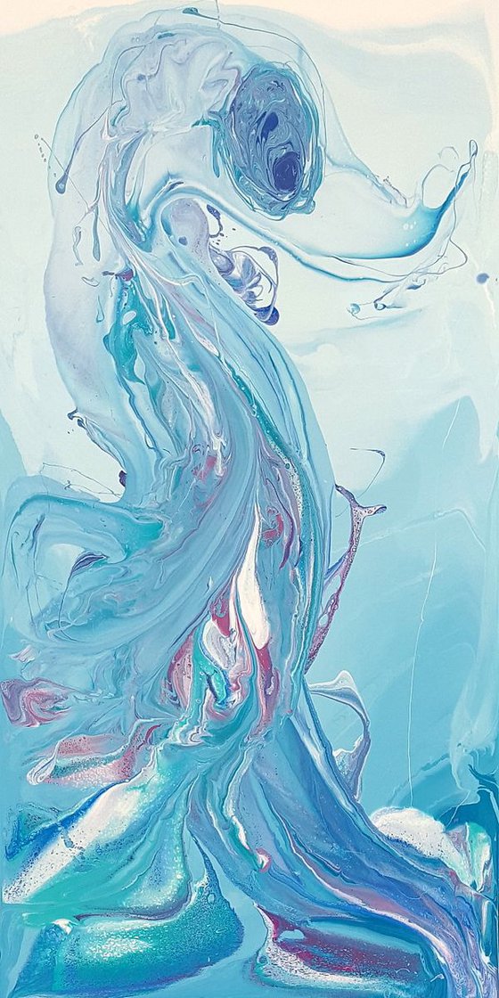 WATER BIRD  abstract resin 100x50