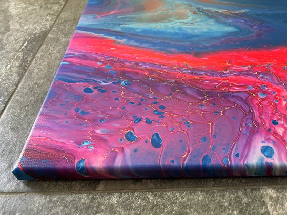 "Duality" - FREE USA SHIPPING - Original Abstract PMS Fluid Acrylic Painting - 16 x 20 inches