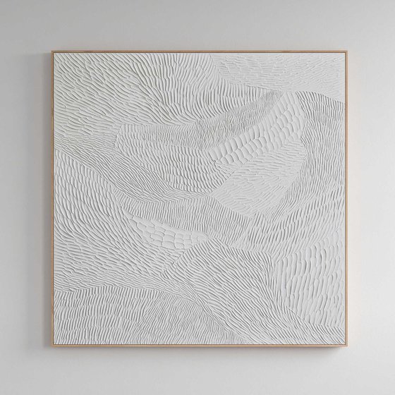 "Nulla 4" White acrylic abstract textured art