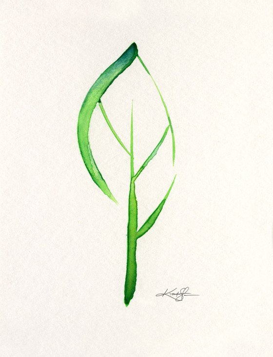 Green Leaf - Original Watercolor by Kathy Morton Stanion