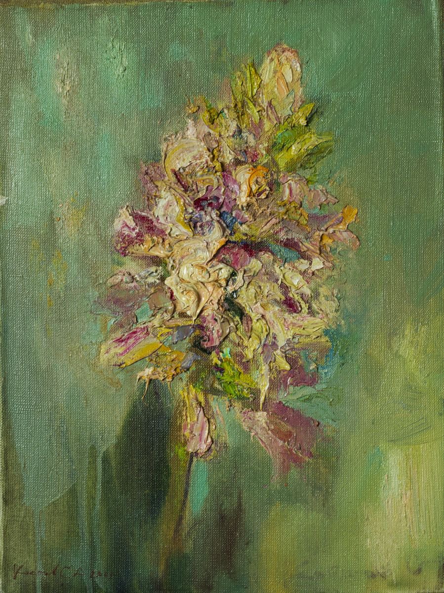 Expressive Botanical Oil Painting By Sergey Kostov, 12 X 16", The Fragrance Of Hyacinth, Original Artwork