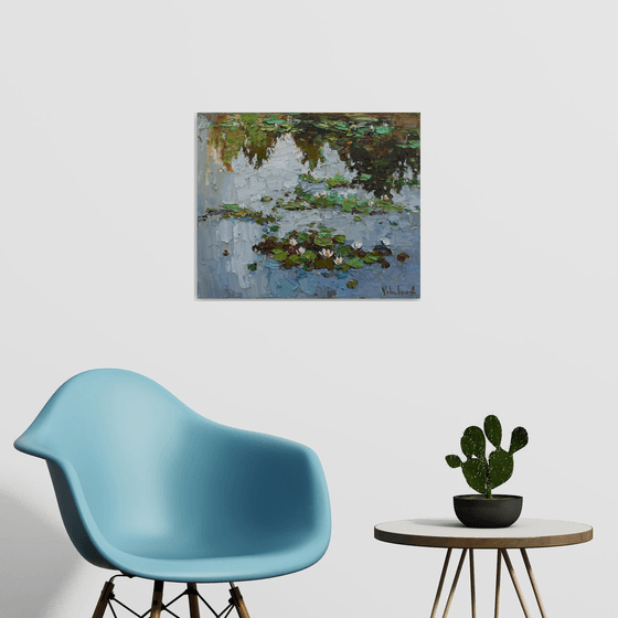 Water Lilies - Impasto Original Oil painting