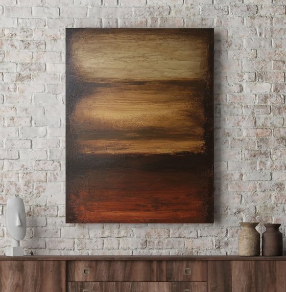 "Rust 2" Black brown minimalist abstract art