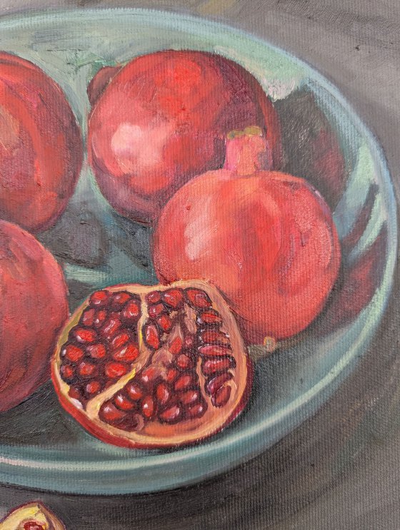 Pomegranates in Turquoise Bowl