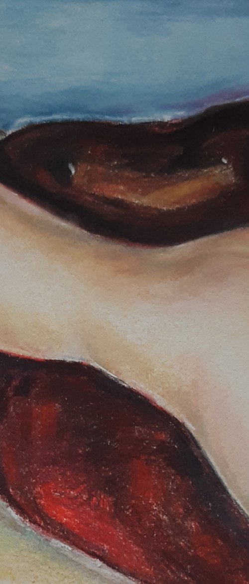 Female nude, pastel drawing study /Amedeo Modigliani/ by Viktória Déri