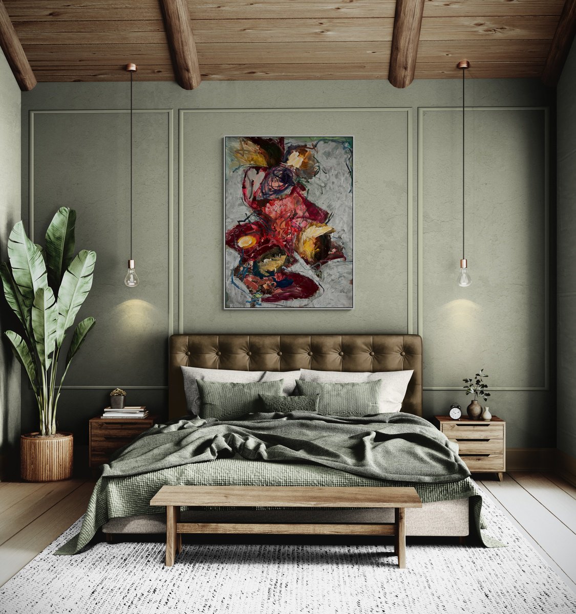 Organic Abstract Acrylic Painting By Egle Kurlianskaite, 35 X 47, Truth Seeker, Original Artwork