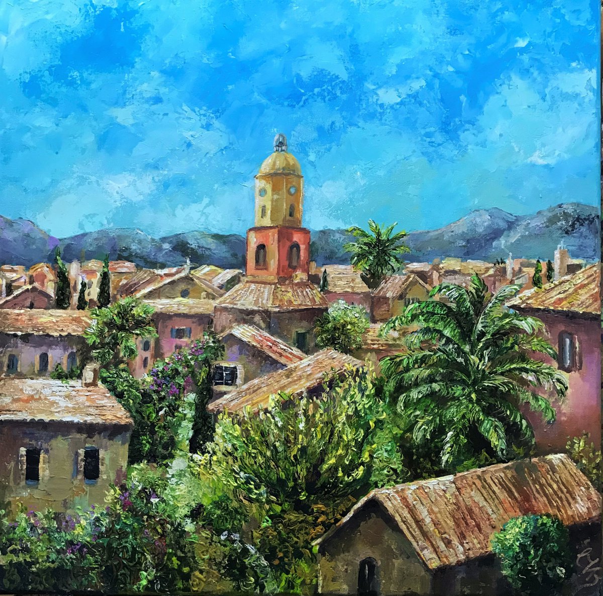 Riviera Days  -landscape painting by Colette Baumback