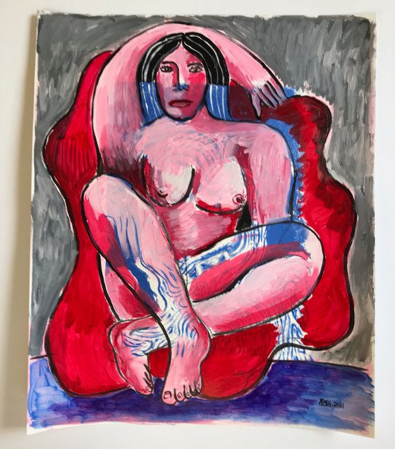 Nude with Red Blanket