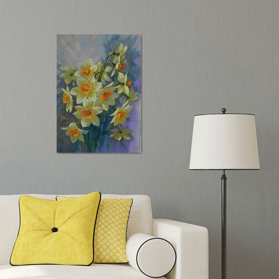 "Narcissus" Original painting Oil on canvas Home decor