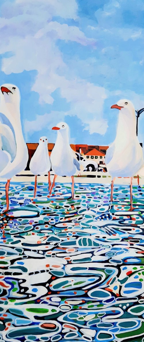 At the beach / 90 x 90 x 0.1 cm by Alexandra Djokic