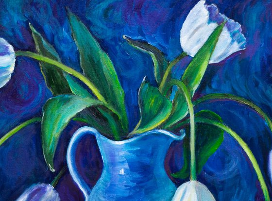White Tulips In A Jug