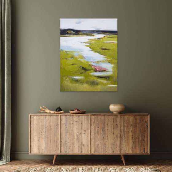 A large impressionistic landscape painting  " Summertime"