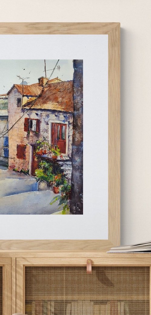 Perfect morning | Hvar Original watercolor painting (2022) Original Hand-painted Art Small Artist | Mediterranean Europe Impressionistic by Larisa Carli